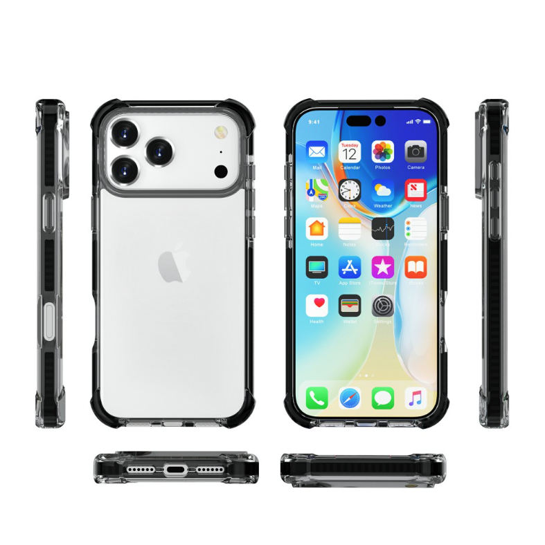 iPhone 17 Pro Max ütésálló szilikon hátlap, Fekete - Image 2
