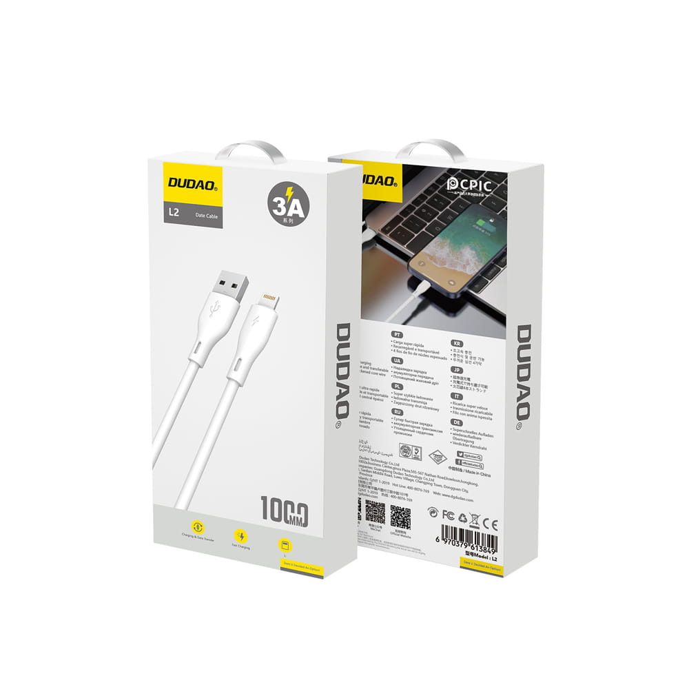 Dudao kábel USB / Lightning 5A kábel 1m fehér (L2L 1m fehér) - Image 6