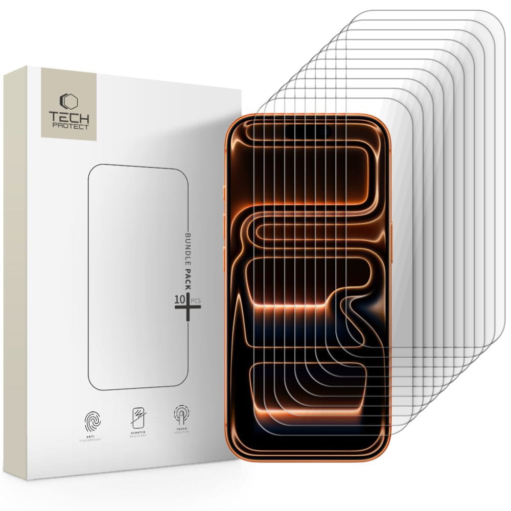 Tech-Protect Kijelzővédő Edzett Üveg 10 darabos csomag iPhone 16 Pro Max / 17 Pro Max készülékhez