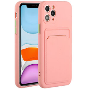 Apple iPhone 16e / 17e, Szilikon tok, kártyatartóval, Wooze Card Slot, rózsaszín