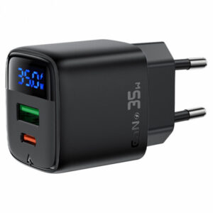 Acefast A116 töltő LED kijelzővel, USB-C és USB-A csatlakozóval