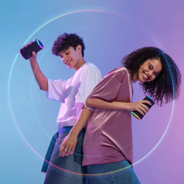 Anker SoundCore Flare 2 fekete Bluetooth hangszóró LED fényekkel