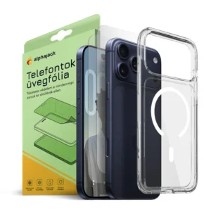 Alphajack iPhone 17 Pro Max védőcsomag MagSafe tokkal és 2 db üvegfóliával – átlátszó